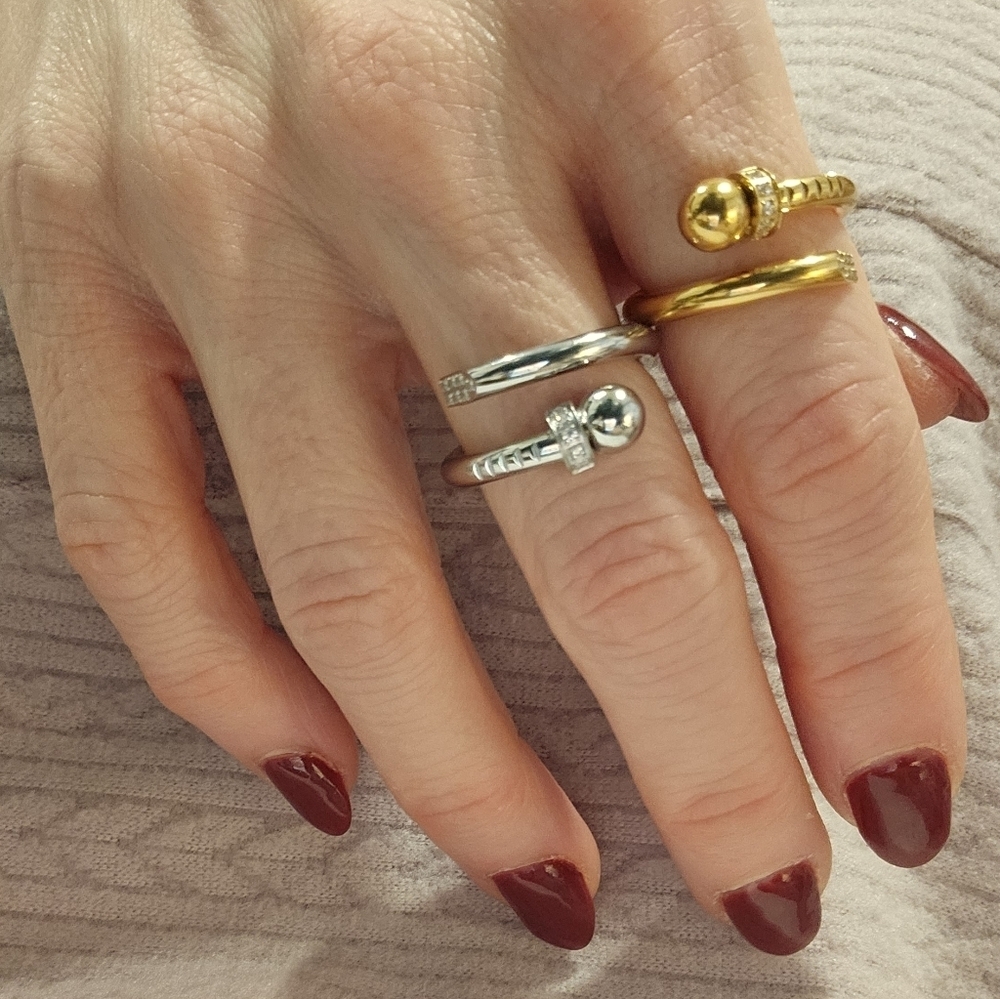 NEW Stainless Steel Bent Nail Ring - Size 6.5